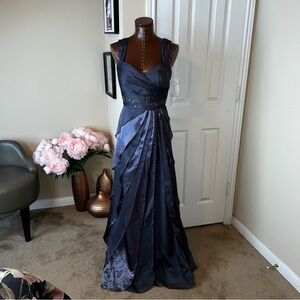 Adrianna Papell Midnight Blue Layered Gown